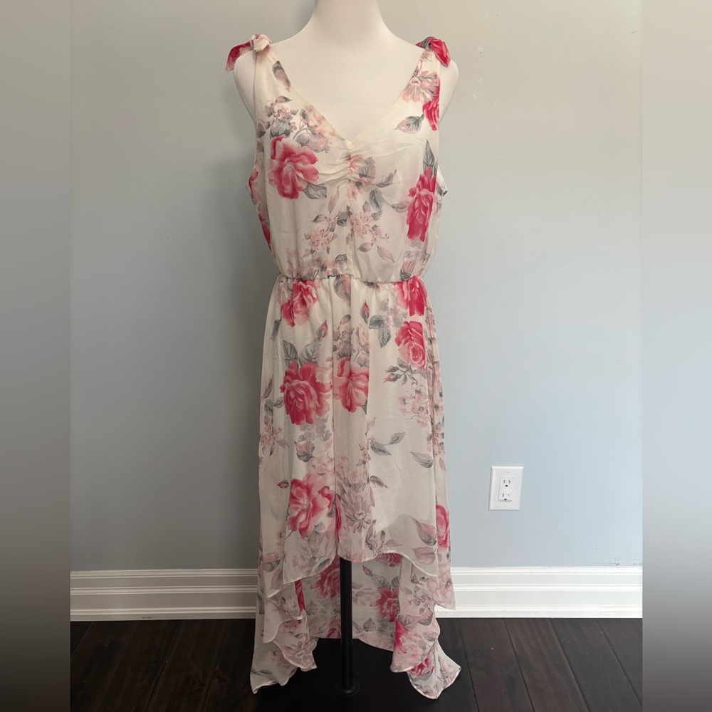 Floral Sleeveless High Low Dress - size L